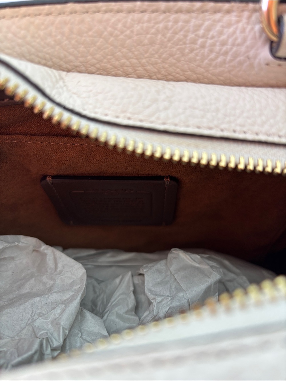 Coach Pebbled Leather Satchel - Chalk/Cream with Gold Hardware - Picture 4 of 4